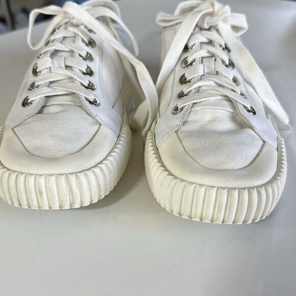 VERONICA BEARD Women's Parise Canvas & Leather Sneakers White Size 9.5 - Picture 8 of 16